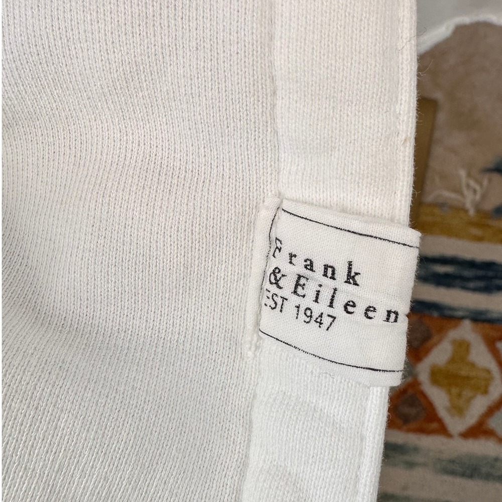 Frank &‎ Eileen Joann French Terry Button Down Shirt White Raw Edge Pocket - Picture 9 of 16